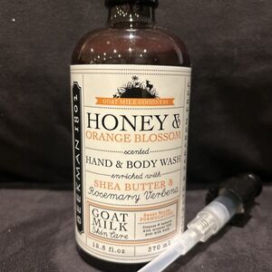 Beekman 1802 Goat Milk Hand Body Wash 12.5 oz Honey & Orange Blossom With Pump